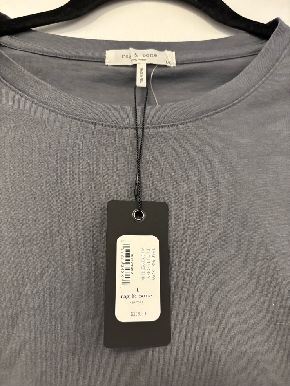 rag & bone Charcoal Gray Sleeveless Muscle Tee Mia cropped tank $138 - Picture 3 of 5